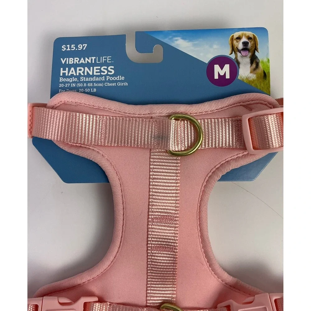 Vibrant Life Medium Pink Dog Harness Beagle Standard Poodle‎ Chest Girth Control